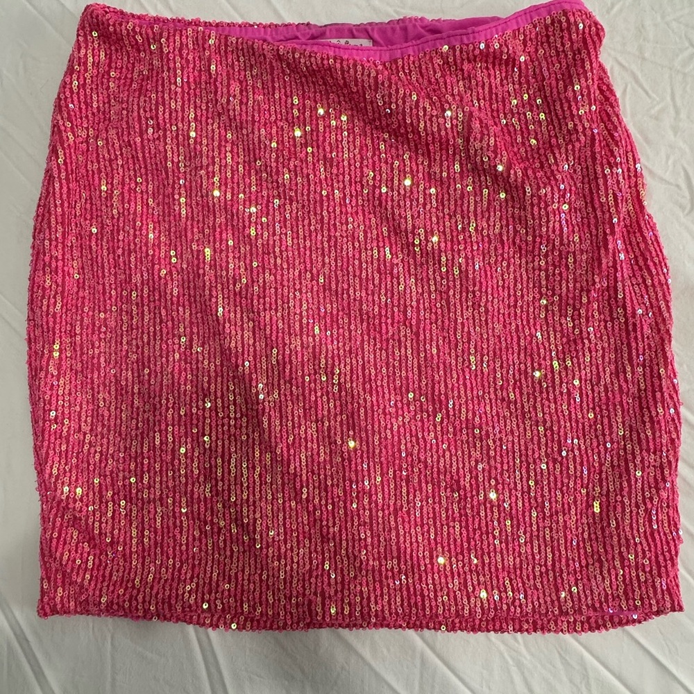 Pink Iridescent Luli Fama Sequin Skirt